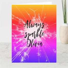 Immer Motivierend rosa individuelle Name sparkeln Karte