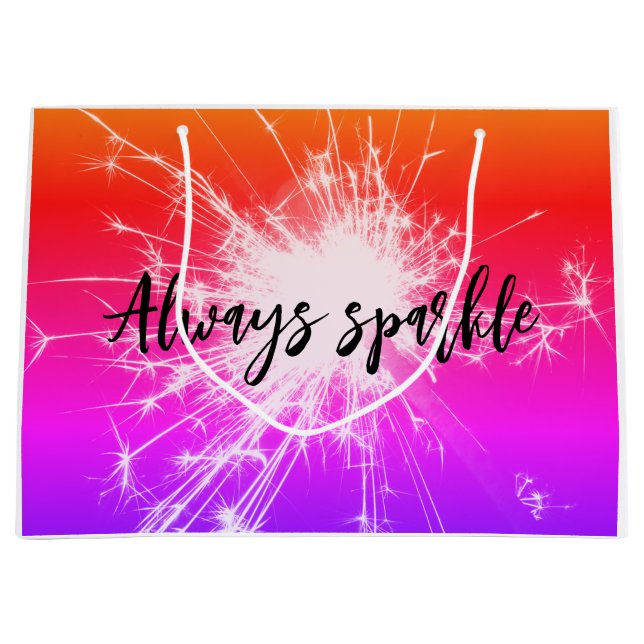 Immer Motivierend rosa, Lila orange Große Geschenktüte (Vorderseite)