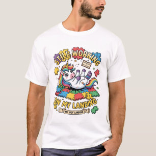 Immer noch funktionierende Landung-Einhorn-Puzzle- T-Shirt