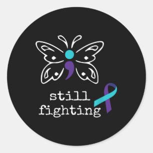 Immer noch kämpfen - Suizidprävention durch Semiko Runder Aufkleber