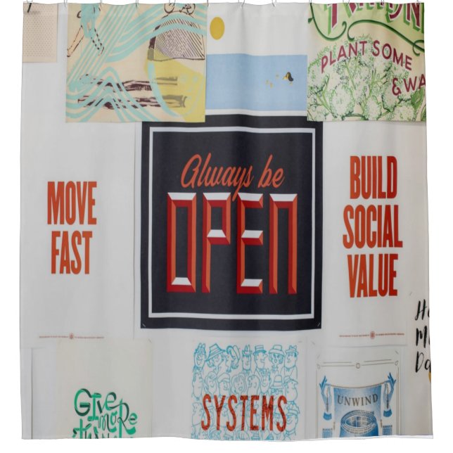 Immer offen, Motivierend inspirierend. Duschvorhang (Vorderseite)