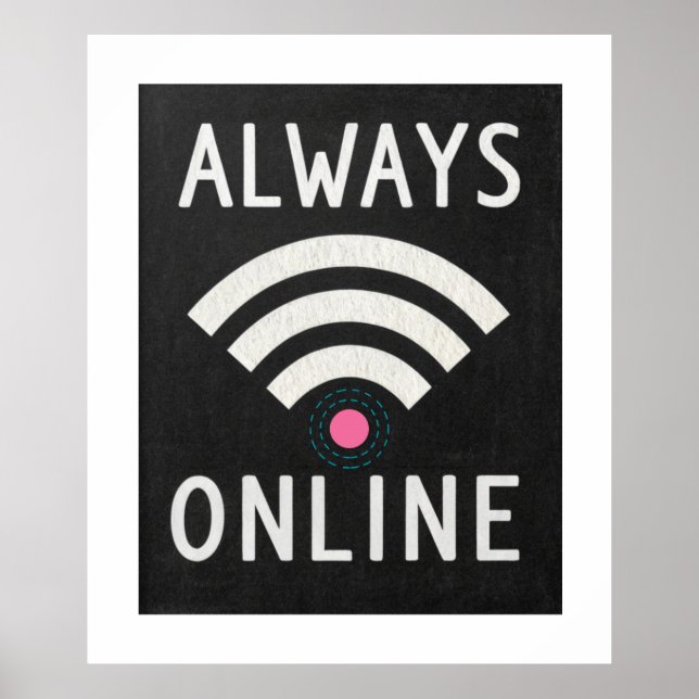 Immer online - Minimalistische technische Grafik Poster (Vorne)