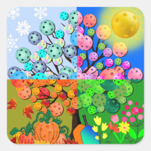 Immer Picklebens Jahreszeit Winter Frühling Herbst Quadratischer Aufkleber