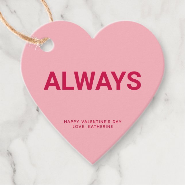 Immer pinkfarbener Herzspass niedlicher Valentinst Geschenkanhänger (Vorderseite)