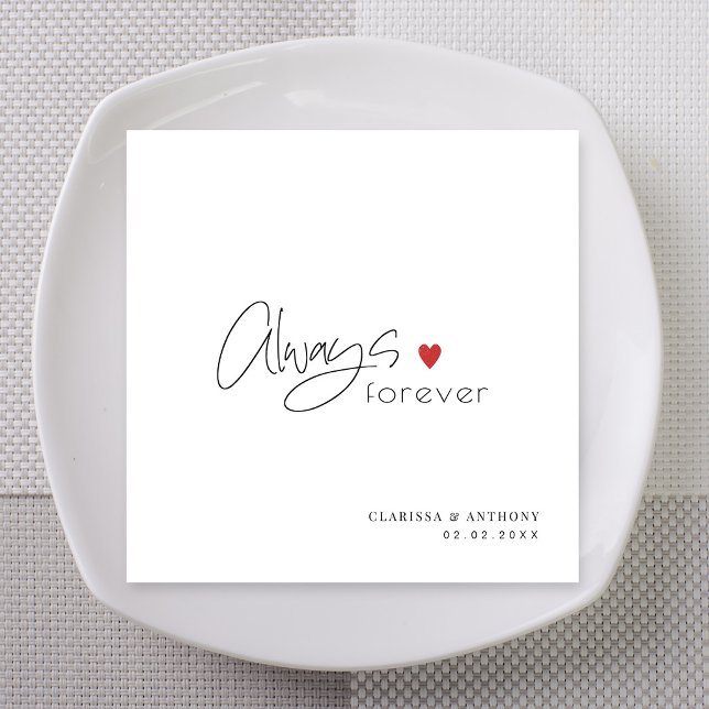 Immer und ewig Skript Hochzeit benutzerdefinierte  Serviette (Always and forever script wedding custom names napkins for wedding dinner)
