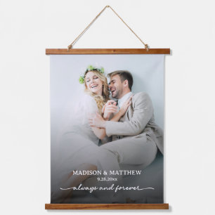 Immer und für immer Hochzeitstag Foto Wandteppich Mit Holzrahmen