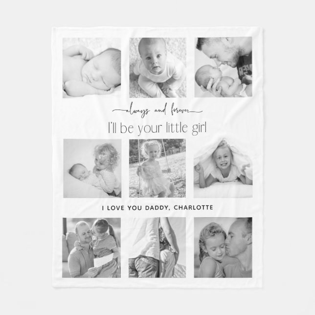 Immer und für immer Ihre kleine Girl Foto Collage Fleecedecke (Vorderseite)
