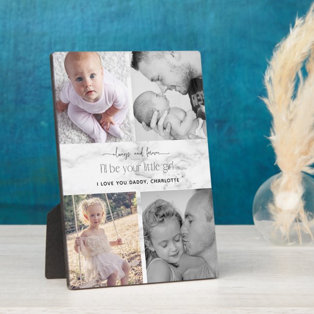 Immer und für immer Ihre kleine Girl Foto Collage Fotoplatte (Easily personalize this photo collage plaque for a Father's Day gift he'll treasure)