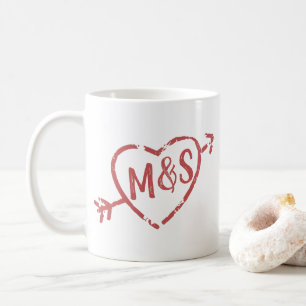 Immer und für immer Love Doodle Monogramm Kaffeetasse
