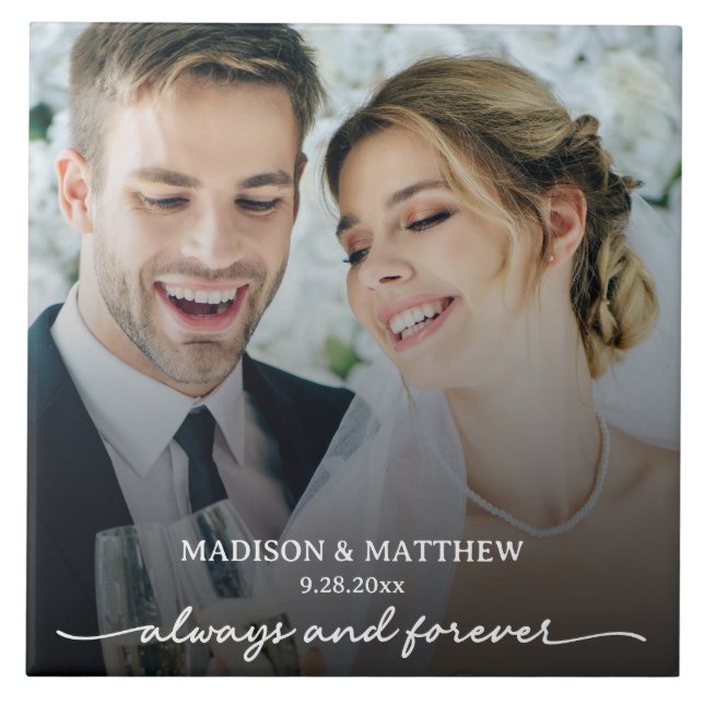 Immer und für immer maßgeschneidertes Hochzeitsfes Fliese (Vorderseite)