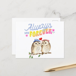 Immer und für immer Niedliche Eulen in der Liebe Feiertagspostkarte