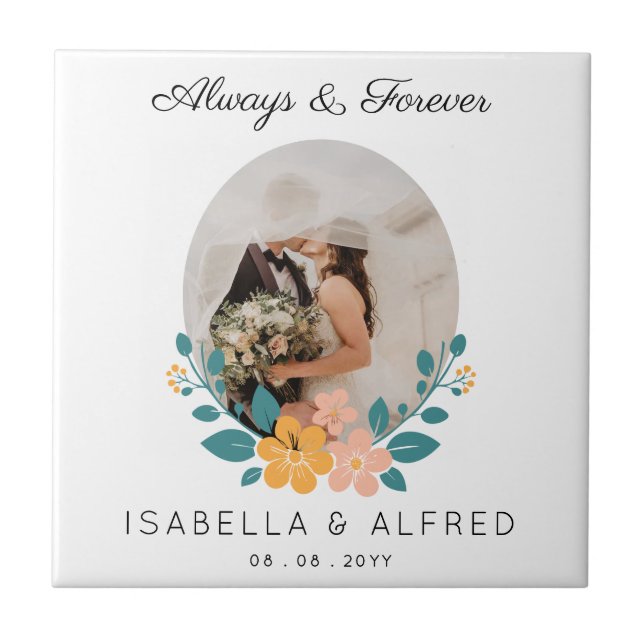 Immer und für immer Personalisierte Hochzeit Fliese (Vorderseite)