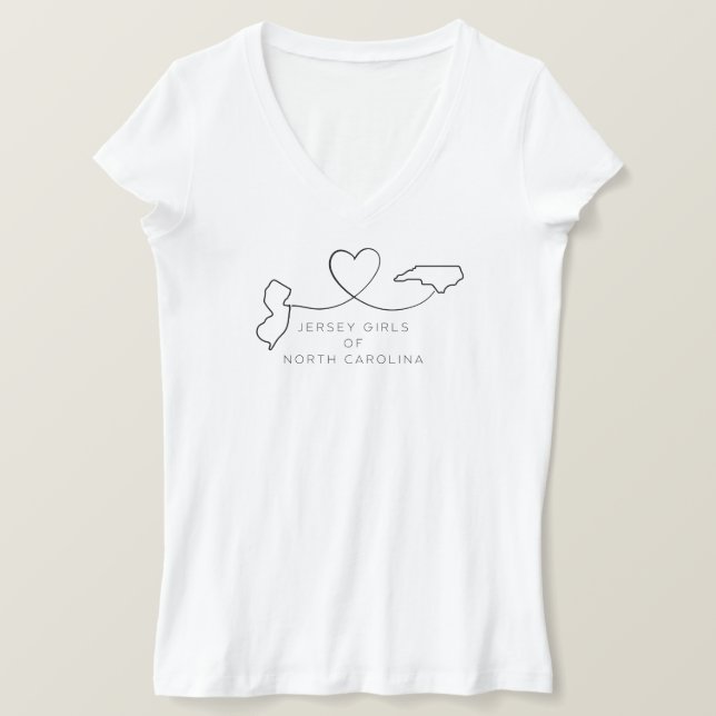 Immer verbunden! Jersey Girls of NC v neck T-Shirt (Design vorne)