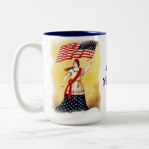 "Immer Wachsam" Vintage Patriotisch Zweifarbige Tasse