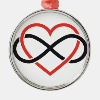 immer währende Liebe, rotes Herz mit Silbernes Ornament