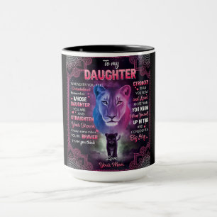 Immer wenn sich U überwältigt Löwe Mama zu Tochter Tasse