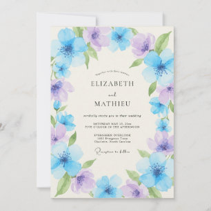 Immerblau Blaue Florale Wiesenhochzeit Einladung