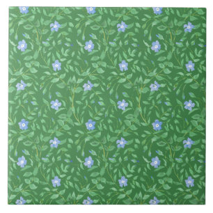 Immerblau Dunkelgrün Landhausstil Blumenmuster Fliese