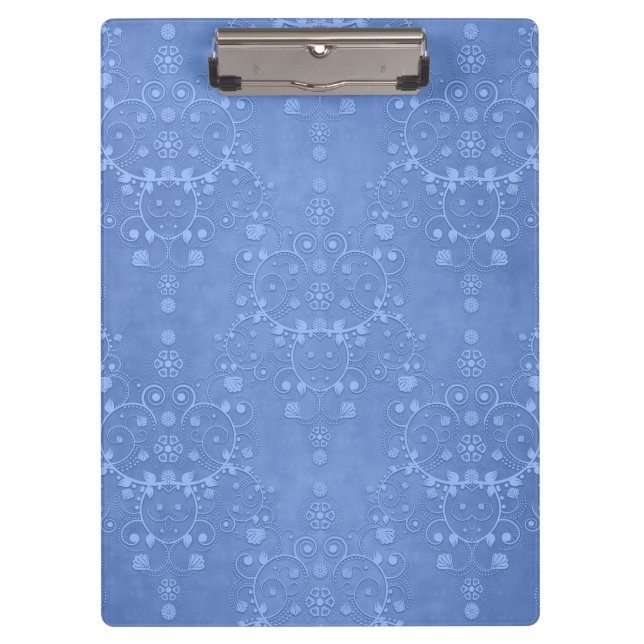 Immerblaues Blaue Fancy Damastmuster Klemmbrett (Vorderseite)