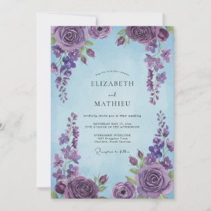 Immergrün Amethyst-Rosen-Hochzeit Einladung