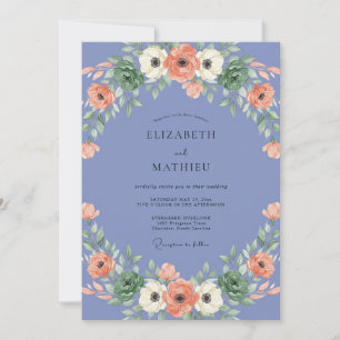 Immergrün-Anemone Gemalte Hochzeit Einladung