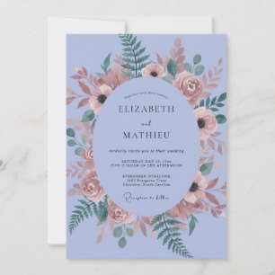 Immergrün-Anemonen-Farn Hochzeit im Vintage-Stil Einladung