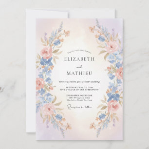 Immergrün-Aprikosen-Blüten-Hochzeit Einladung