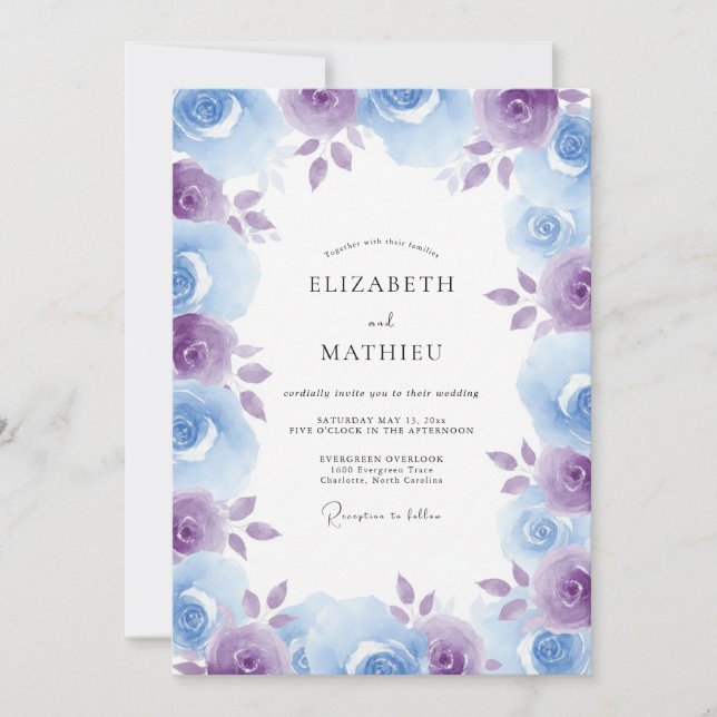 Immergrün Ätherische Rosenhochzeit Einladung (Vorderseite)