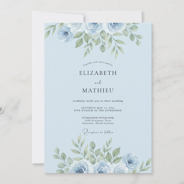Immergrün-Blatt-Spray-Hochzeit Einladung (Vorderseite)
