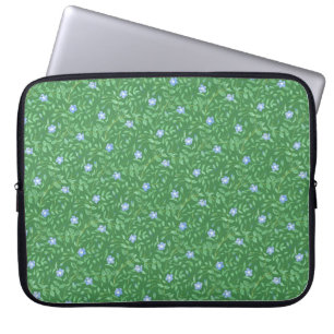 Immergrün Blau Dunkelgrün Landhausstil Blumenmuste Laptopschutzhülle