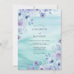 Immergrün-Blumen-Aquarell-Hochzeit Einladung