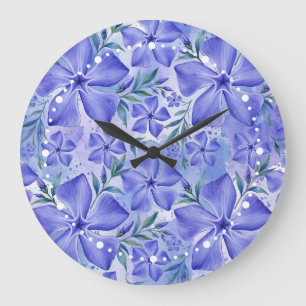 Immergrün Blumen Blau Violett Vinca Blüten Große Wanduhr
