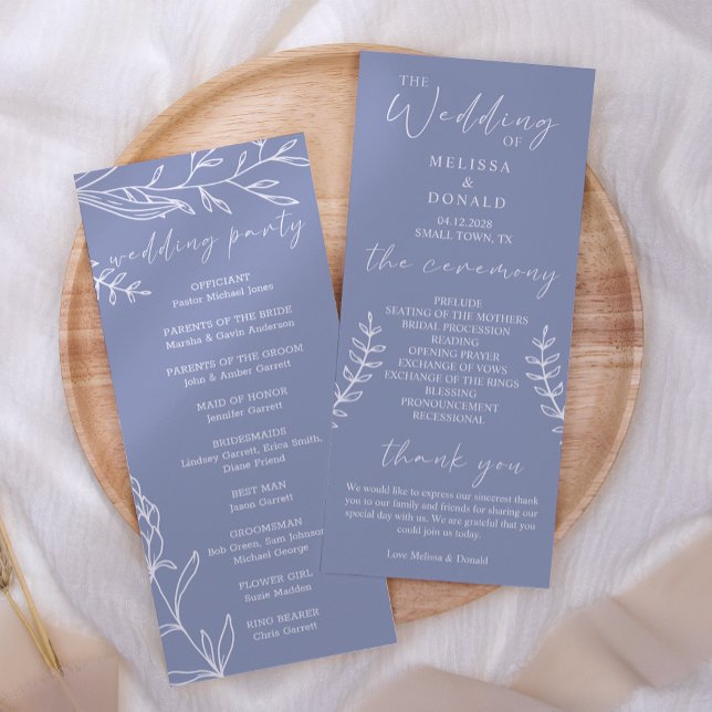 Immergrün-Blumen Einfaches Hochzeitsprogramm Programm (Von Creator hochgeladen)