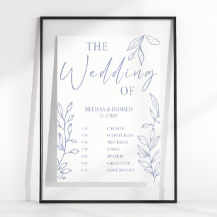 Immergrün-Blumen Einfaches Hochzeitsprogramm Zeitp Poster