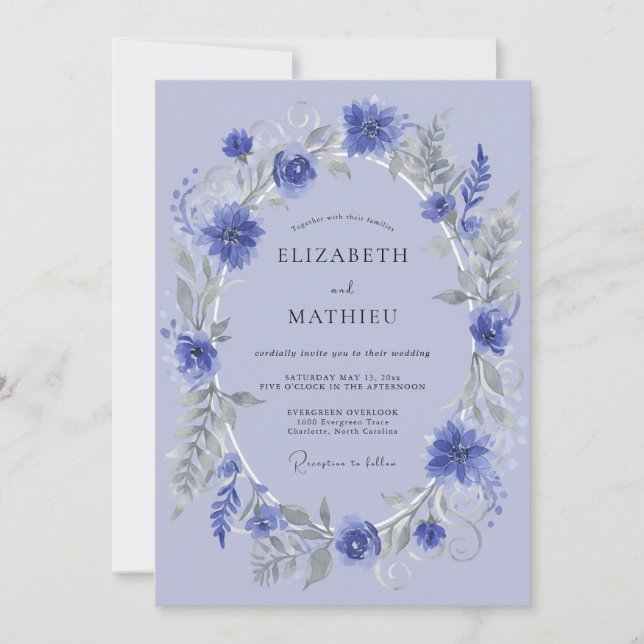 Immergrün-Blumen-Girlande-Hochzeit Einladung (Vorderseite)