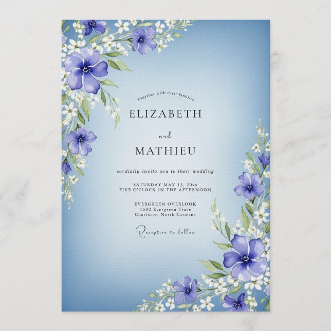 Immergrün-Blumen-Zauber-Hochzeit Einladung (Vorderseite)