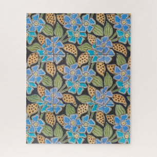 Immergrün-Blüten Elegant Vintage Floral Klassiker Puzzle