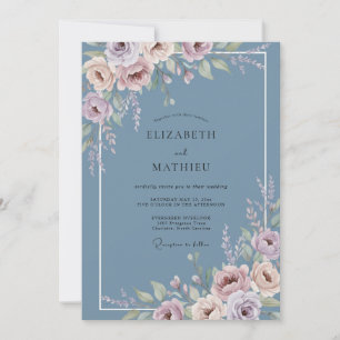 Immergrün-Blüten-Hochzeit Einladung