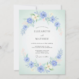 Immergrün-Blüten-Romantische Hochzeit Einladung