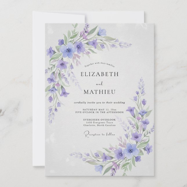 Immergrün-Breezy-Botanical-Hochzeit Einladung (Vorderseite)