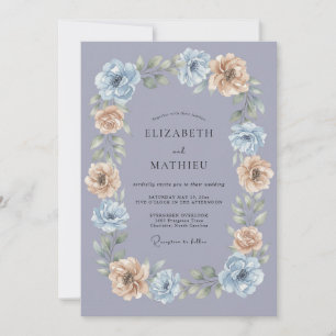 Immergrün Elegante Blumige Hochzeit Einladung