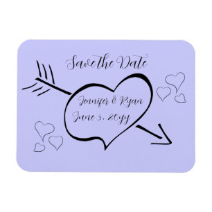 Immergrün-Fancy-Kalligrafie-Hearts Save the Date Magnet