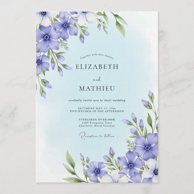 Immergrün Florale Launen Hochzeit Einladung (Vorderseite)