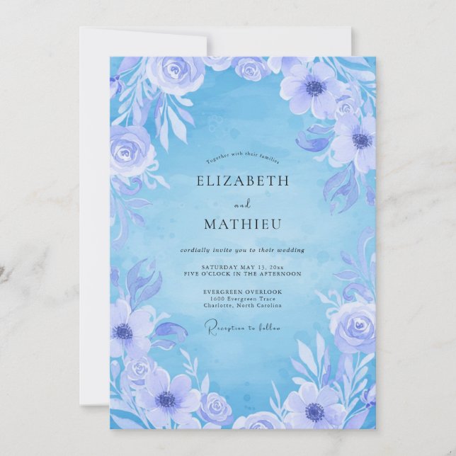 Immergrün-Frost-Ranunculus-Eukalyptus-Hochzeit Einladung (Vorderseite)