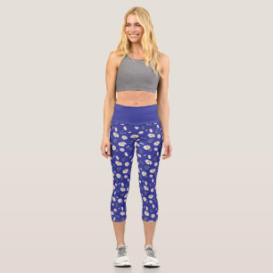 Immergrün-Gänseblümchen-Blumenmuster-Hochtaillen-L Capri Leggings