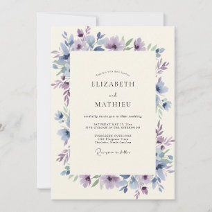 Immergrün Gedämpfte Flieder Blatt Hochzeit Einladung