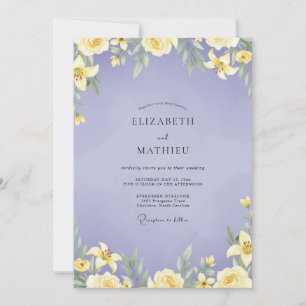 Immergrün Gelbe Lilien Hochzeit Einladung