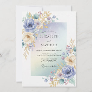 Immergrün-Gold-Laub-Eukalyptus-Hochzeit Einladung