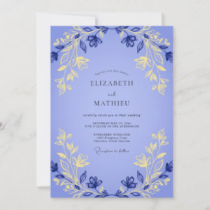 Immergrün-Gold-Laub-Grau-Eukalyptus-Hochzeit Einladung
