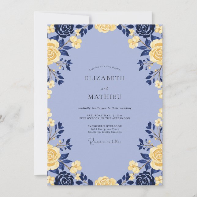 Immergrün-Gold-Ranunculus-Eukalyptus-Hochzeit Einladung (Vorderseite)